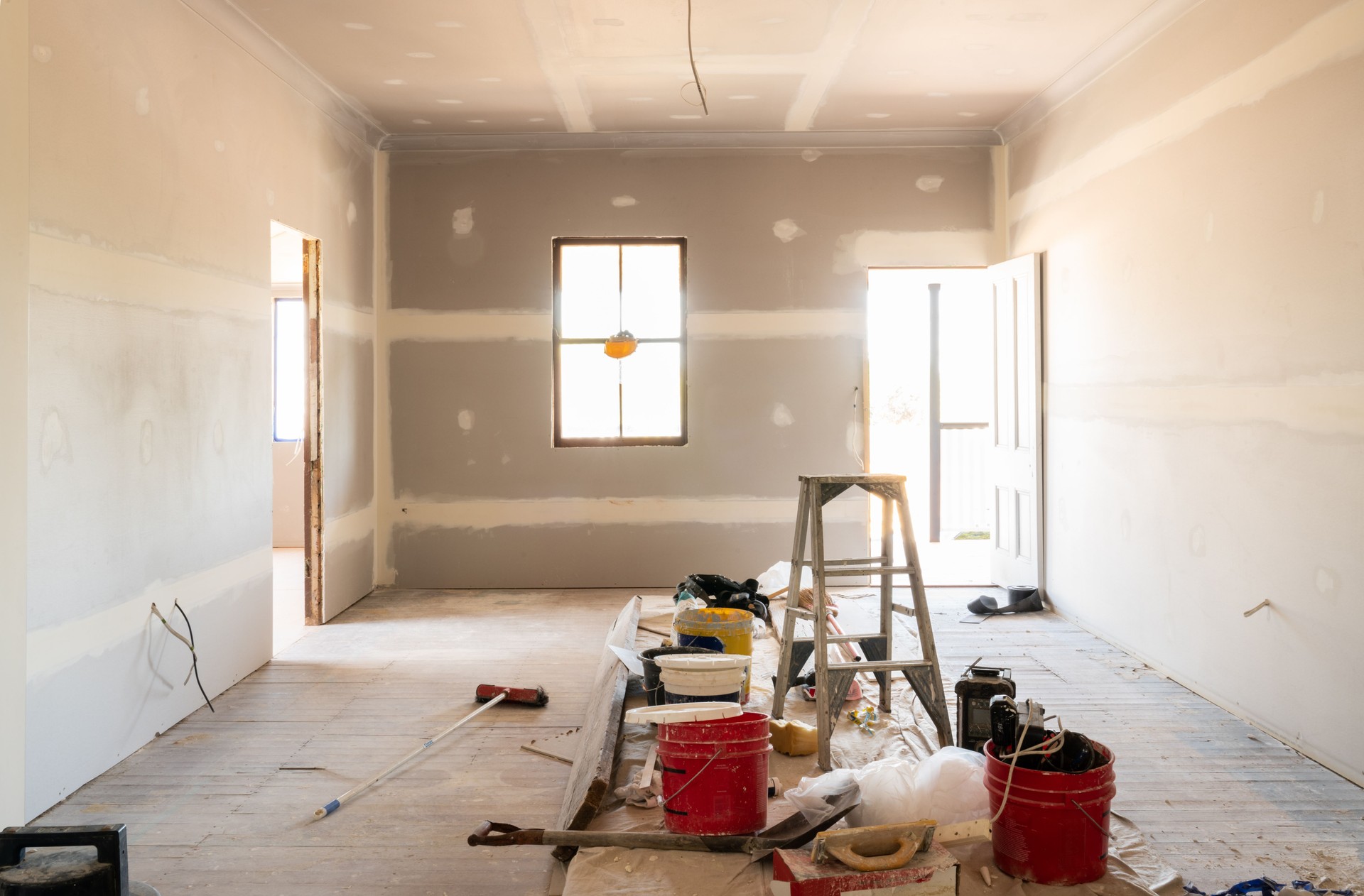 House being renovated with new plasterboard and electrical wiring